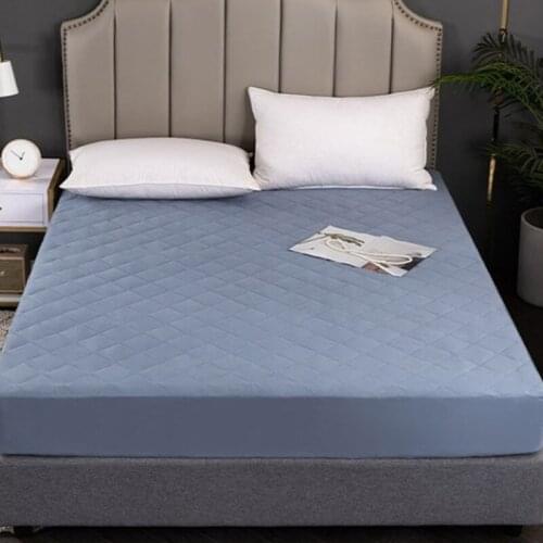 Cotton Solid Stretch Fitted Sheet Soft All-around Mattress Slipcover Dust-proof Bedspreads With Elastic Band For Double King Bed