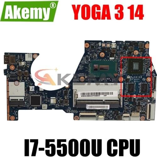 For Lenovo YOGA 3 14 Laptop Motherboard NM-A381 SR23W i7-5500U 2.4 GHz 5B20H35684 5B20H35674