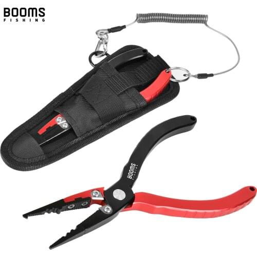 Booms Fishing X03 Fishing Pliers Aluminum Fish Hook Remover Braid Line Cutter Cutting Split Ring Tackle Tool with Lanyard Sheath
