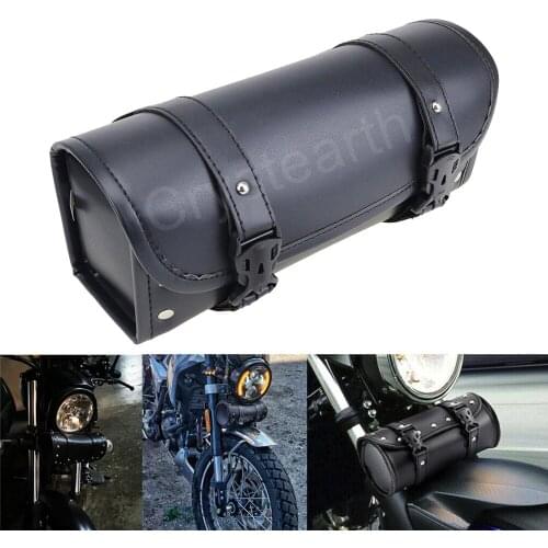 Universal Motorcycle Front Fork Tool Bag Handlebar Saddlebag Racing Tail Storage PU Leather Bags For Harley Dyna Sportster XL