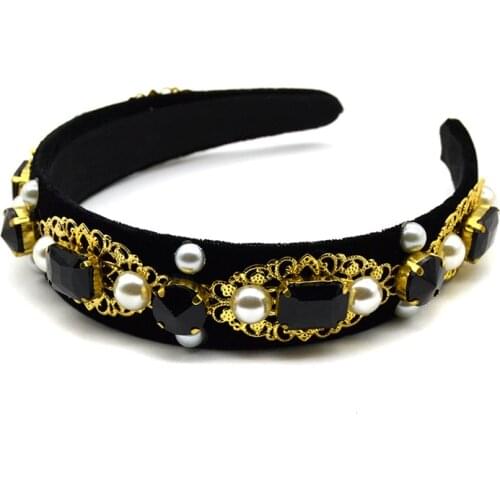 Woman Headdress Tiara Wedding Hair Accessories Crystal Pearl Baroque Headband Party Headband Bridal Hairbands Hair Jewelry