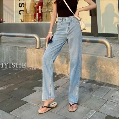 Woman Jeans High Waist Clothes Wide Leg Denim Clothing Blue Streetwear Vintage Quality Harajuku Straight Pants