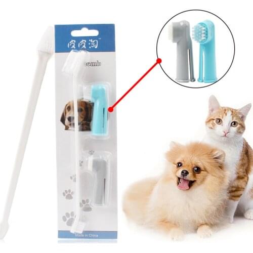 Pet Dog Oral Care Finger Toothbrush Cats Dogs Finger Toothbrush Brush Set Bad Breath Tartar Puppy Teeth Cleaning Toothbrush Tool