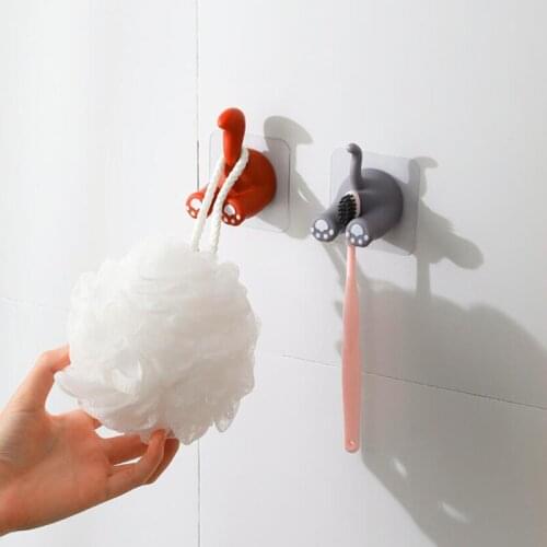 1Pc Self Adhesive Hooks Animal Tail Storage Holder Bathroom Kitchen Hanger Stick On Wall Hanging Door Clothes Towel Hooks Racks