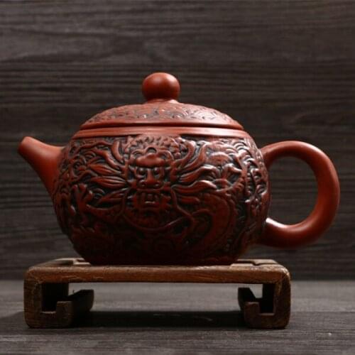 2015 NEW Model Premium Dragon TeaPot YIXING TEAPOT TEA POT Kung Fu Tea Kettle Set 220cc RED 220ml Capacity Purple Clay