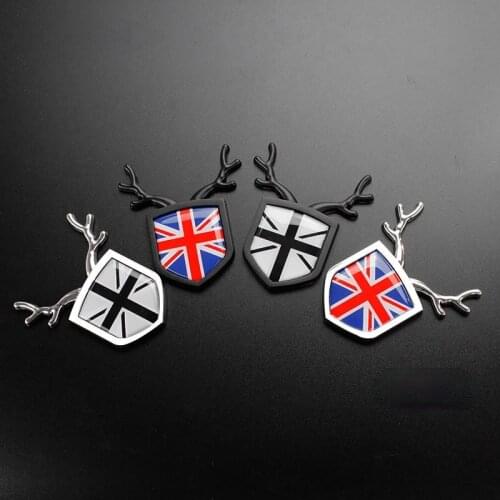 2X 3D Deer head England UK Flag Shield Emblem Badge Car Stickers For Truck Auto Exterior Accessories Decal Decor Car styling