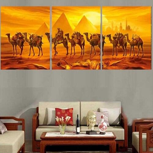 3 pcs Diy 5d Round Diamond Painting cross stitch Egypt Pyramids Camel full square diamond Embroidery wedding decoration ZP-2333