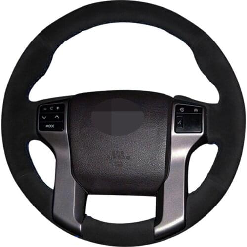 Car Steering Wheel Cover DIY Hand-stitched Black Suede For Toyota Land Cruiser Prado 2010-2017 Tundra Tacoma 4Runner 2014-2019