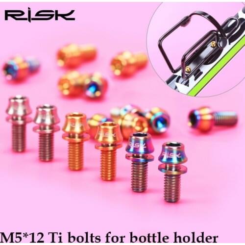 RISK M5x12mm Titanium Bottle Cage Bolt 3Colors Cone Bike Bottle Holder Screw for Cycling Accessories Bicycle Water Bottle Cage