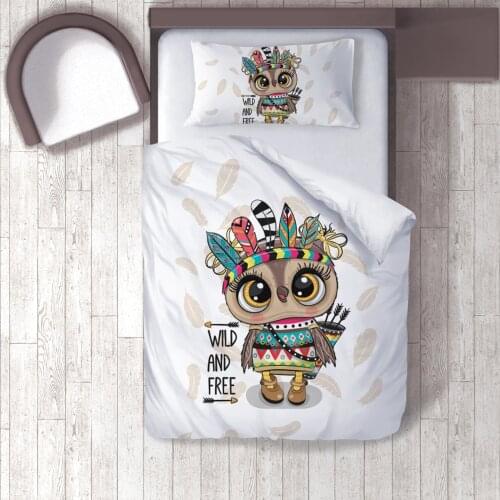 Duvet Cover Set Bedding Set Pillow Case for Baby and Kids Room 3D Printed White Wild Owl Model 231