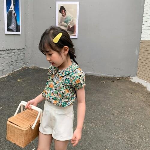 Summer Children Shorts 2021 New Three Color Curled Soft Cotton Fashion Girls Korean Jeans