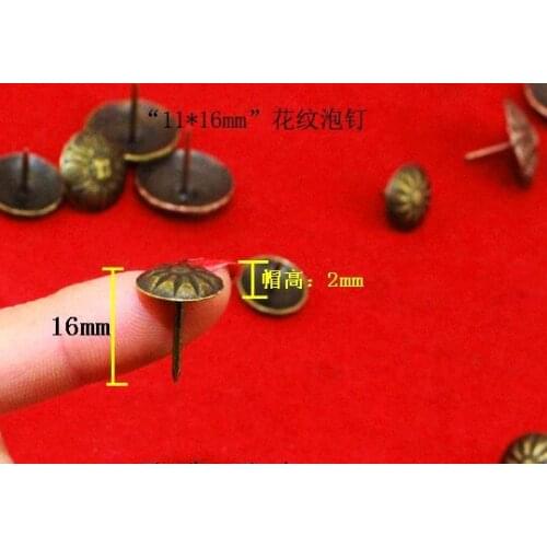 Hardware Decorative Upholstery flower Tacks Bronze Antique round Nail Studs Leather Crafts Furniture sofa decor 11mm*16mm nail
