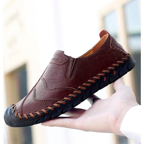 Spring Autumn Men Shoes Loafers Slip-ons Loafer Casual Leather Footwear Handmade Mens Slip on Shoes Male Comfortable Shoe Light