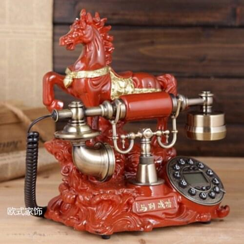 Genuine new villa European antique retro fashion telephone Decoration home art electric wood vintage Rotate Dial number