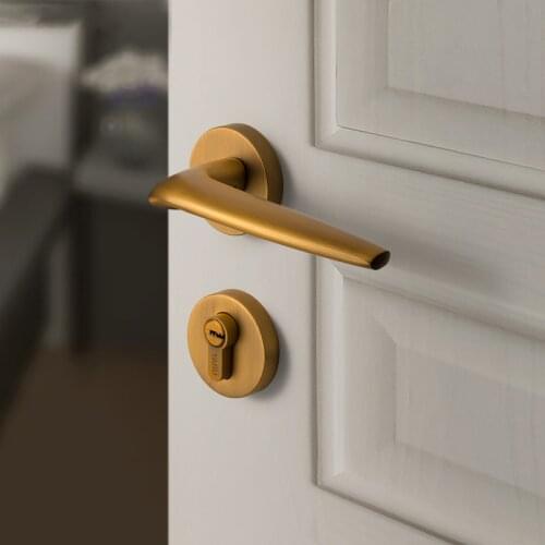 Nordic Door Lock Indoor Mute Lock Bedroom Lock Brushed Brass Split Lock Simple Lock Set Door Lock Handle Universal Door Lock