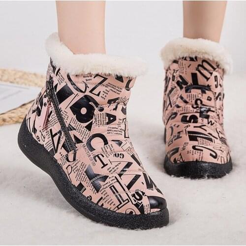 2021 New Women Boots Fashion Alphabet Winter Shoes Women Waterproof Snow Boots Warm Ankle Winter Footwear Female