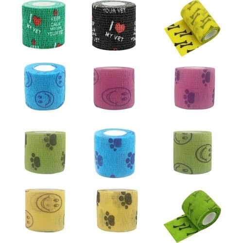 Printed Medical Self Adhesive Elastic Bandage 5cm*4.5m Colorful Sports Wrap Tape for Finger Joint Knee First Aid Kit Pet Tape