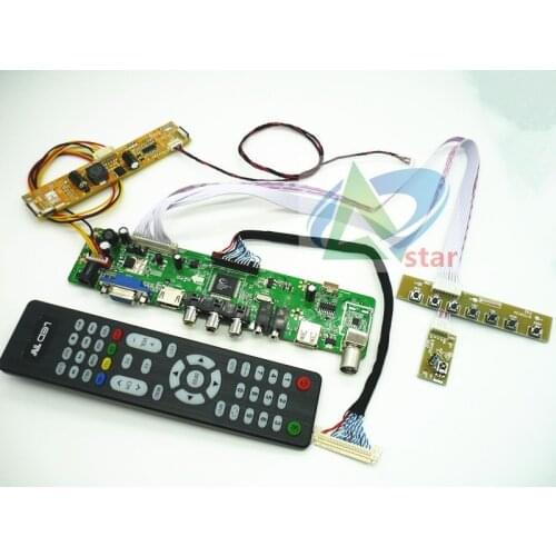 TV+HDMI+VGA+AV+USB+AUDIO TV LCD driver board 19.5" M195FGE-L20 LM195WD1-TLC1 M195RTN01 1600*900 LCD controller board DIY kits