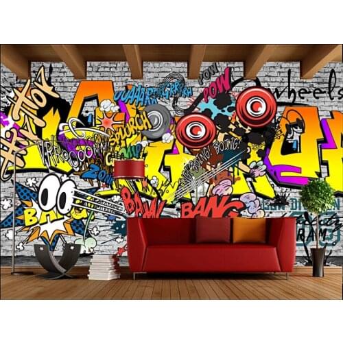 Custom photo 3d room wallpaper European and American trend street graffiti KTV bar decor 3d wall murals wallpaper for walls 3 d