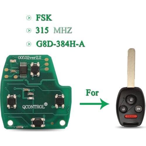 Bilchave FSK 315MHz Remote Car Key Circuit Board For 4 Buttons For Honda Accord CR-V HR-V With ID46/ID48 Fob G8D-384H-A