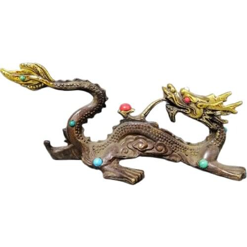 Early collection of bronze gilt dragon ornaments, decoration, office, home collection