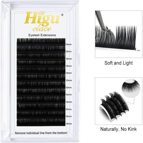 Higuclace Eyelashes Extension Individual Cilia Eyelash 100% Handmade 8-15mm Mink False Eyelash Silk Soft Classic Mixed Length
