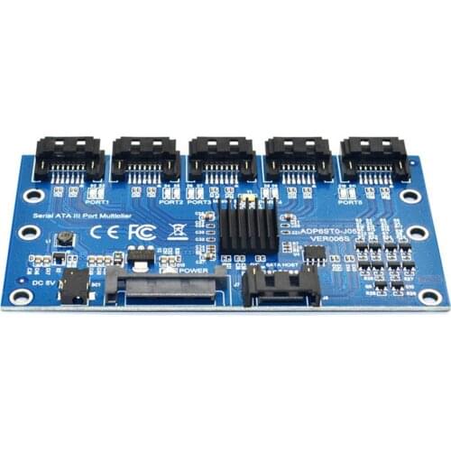 SATA 1 to 5 Hard Drive Disk Adapter PC Motherboard Expansion Card For ADP5SAT-J01 ATAPI Driver Support Small 4PIN Power Supply