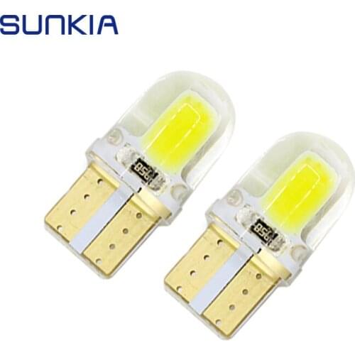 SUNKIA 1pcs T10 COB Lamp W5W/194 p21w Clearance light Instrument Light LED Car Door Light Signal Lamp 7 Color Choosable