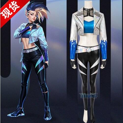 STOCK Amine Game LOL S10 KDA Akall Cosplay Costume Singing Clothes Sizes XS-XXXL 2021 New