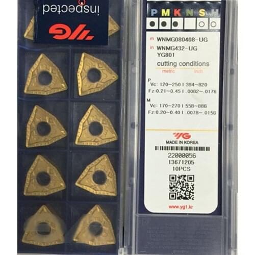 WNMG080404 UF WNMG080408 UG WNMG080412 UR YG801 100% Korea YG Carbide blade Processing: stainless steel, steel, Cast iron etc