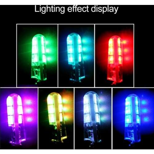 1 Pair RGB Colorful T10 5050 6SMD Wedge Light Flashing Bulb With Remote Controller Side Lamp License Plate Lights
