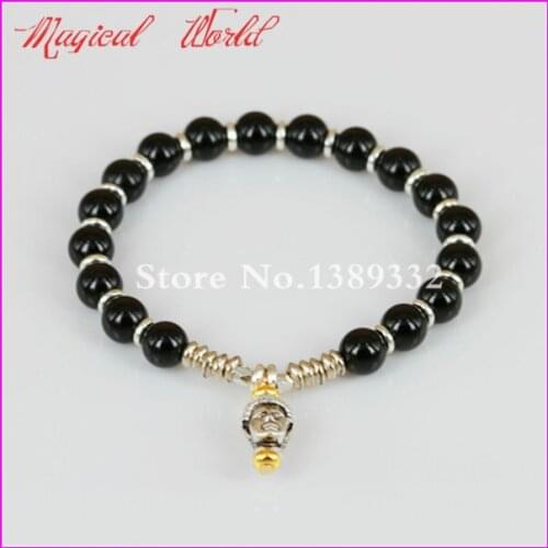 1Pc New Mens Christmas Gift Fine Jewlery Retail Exquisite Nature Black Beads Buddha Bracelets Yoga Mala Bracelet
