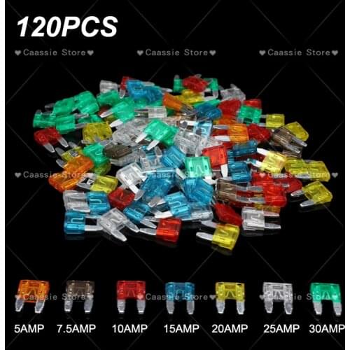 120PCS Mini Blade Fuses Auto Car Truck Assortment Fuse Kit 5A-30A 20Pcs of Each
