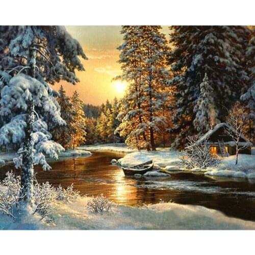 Diamond Painting Full Snow Mountain Diamond Embroidery Scenic Diamond Cross Stitch American Style Home Decor Canvas Diamond Art