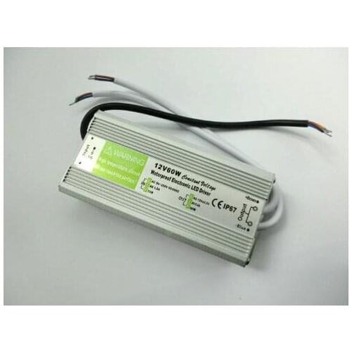 Free shipping High Quality 12V 5A Waterproof Electronic LED Driver Power Supply Transformer 90V-250V to 12V 60W IP67