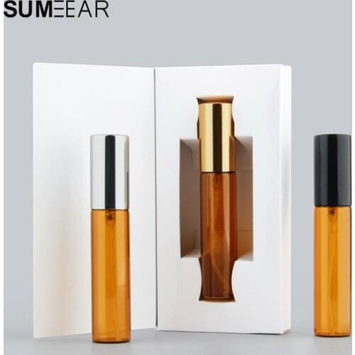 50Pieces/lot 10ml Amber Spray Perfume Bottle With Packaging Boxes Atomizer Glass empty perfume bottle