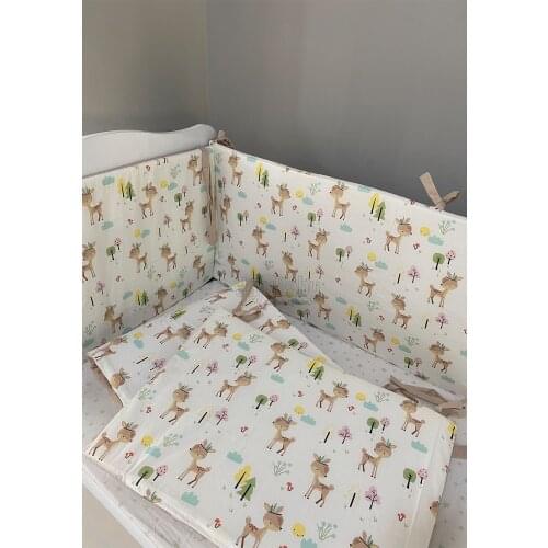 Jaju Baby Handmade Cute Deer Pattern Crib Side Protection Custom Size, Baby Barrier Set