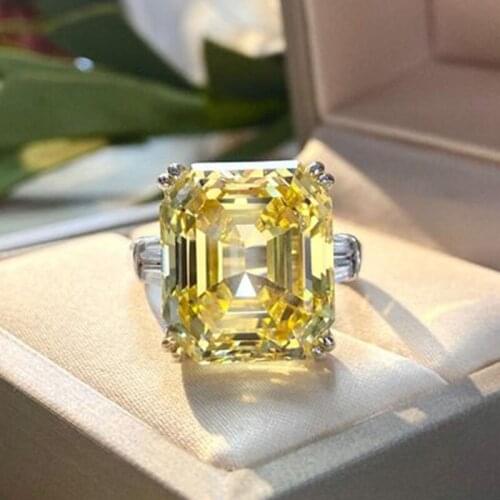 High Quality 925 Sterling Silver Asscher Cut Created Moissanite Diamond Wedding Engagement Rings For Women Fine Jewelry