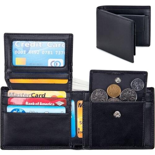 Genuine Leather Mens wallet Men Casual Wallet Men Card Id Holder Coin Purse Travel wallet For Man