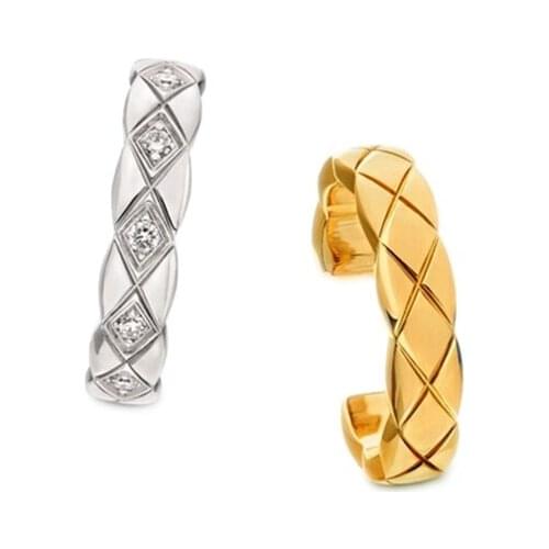 Creative grain asymmetric ear decoration with drill brass ear clip earrings