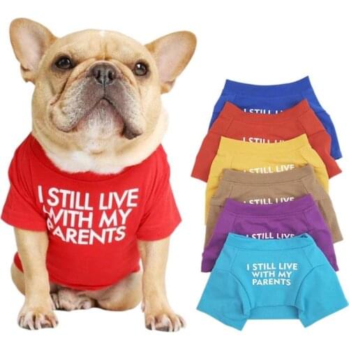 Big Size Letters Printed Summer Dog T-Shirt Pure Cotton Dog Clothes for French Bulldog Soft Breathable Pet Costume 2020 Fashion