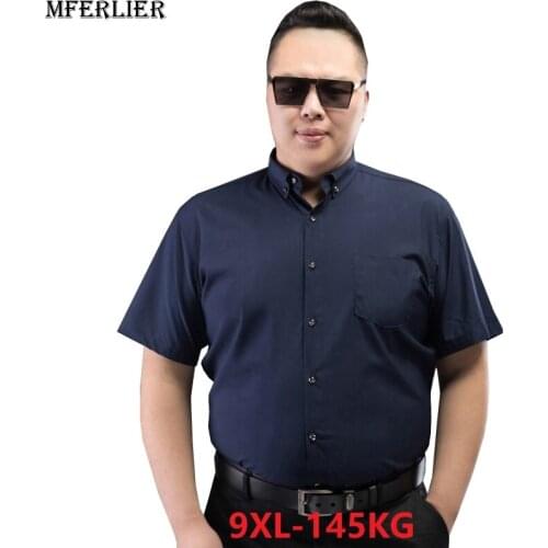 Summer men formal shirt 8XL short sleeve large plus size big size shirt wedding business casual 5XL 6XL 7XL 9XL shirts cotton