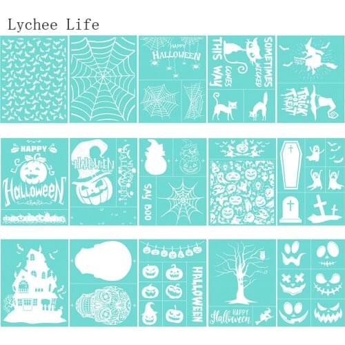 Lychee Life Happy Halloween Self-Adhesive Silk Screen Printing Stencil Mesh Transfers For T-Shirts Pillow Diy Home Decor