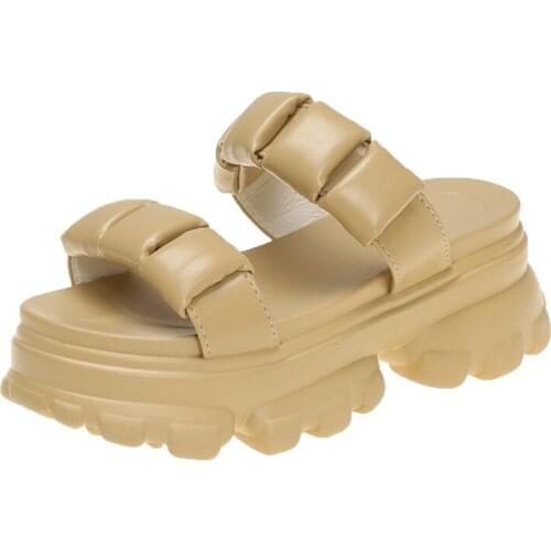 Fashion Platform Slippers for Women High Heels Summer Shoes Woman 2021 New Thicken Indoor Home Shoe Womens Green House Slipper