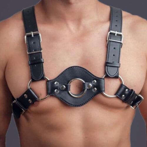 Male Lingerie Leather Harness Men Adjustable Gay Goth Clothing Sexual Body Chest Harness Belt Strap Punk Rave Costumes Games