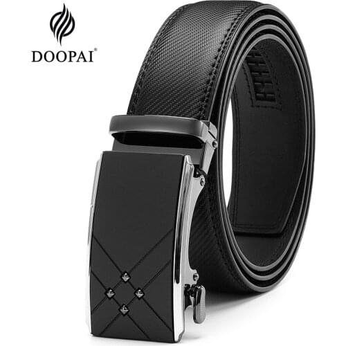 DOOPAI Genuine Leather Belt For Men Business Automatic Belts With Alloy Buckle Cowskin Strap For Jeans Luxury Casual Belt Men