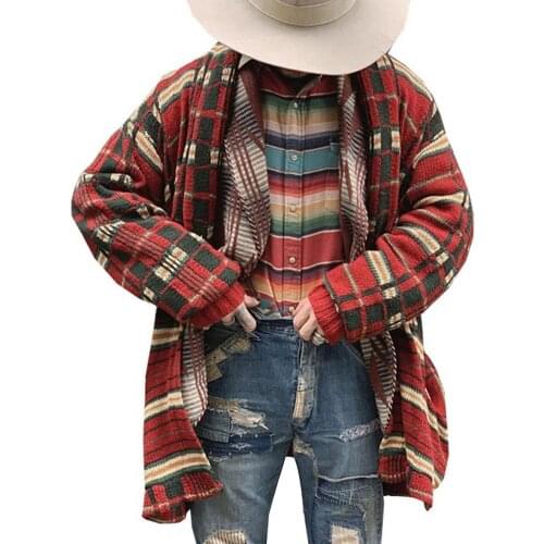 2021 Classic Men Soft Cardigan Knitted Long Sleeve Autumn Winter Open Front Plaid Printed Cardigan Sweater Outerwear for Male