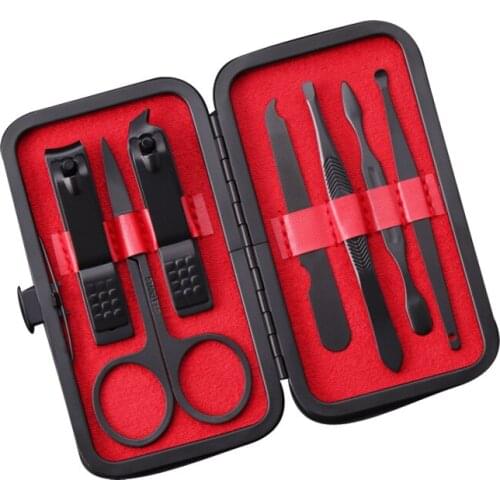 7pcs /set Nail Knife Set Stainless Steel Black Accessories Nail Clippers for Foot Beauty and Nail Care Tools