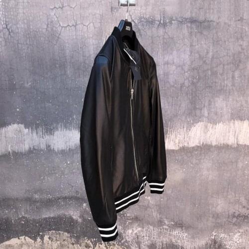 New Fashion Men Black Short Biker Jackets Slim Fit Genuine Leather Jacket Casual Baseball Jacket Leather Coat | 203202060295