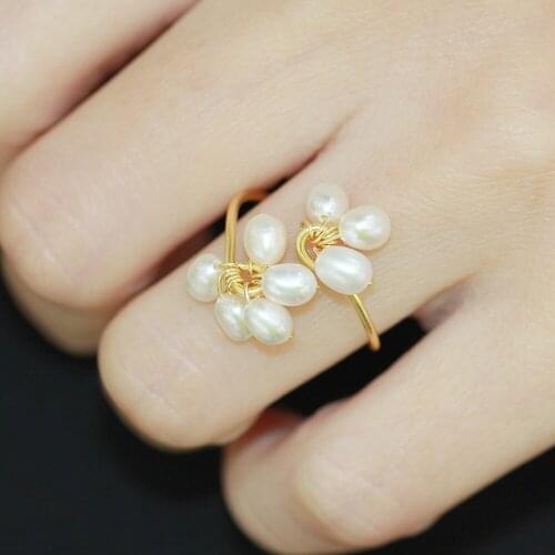 2021 New Original Fresh Water White Pearl Rings For Women Handmade Vintage Wedding Personality Ring Fine Jewellery